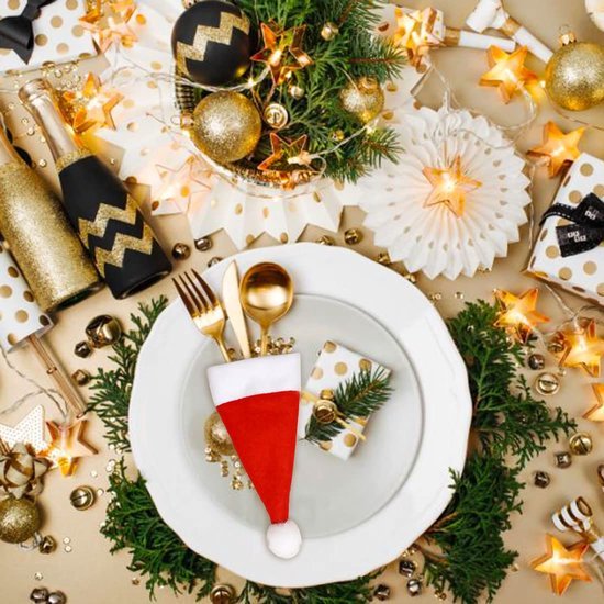 550x550-32058.jpg Unyqoos® Set van 10 feestelijke kersttafeldecoraties in de vorm van mini-kerstmutsen