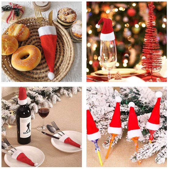 550x550-32060.jpg Unyqoos® Set van 10 feestelijke kersttafeldecoraties in de vorm van mini-kerstmutsen