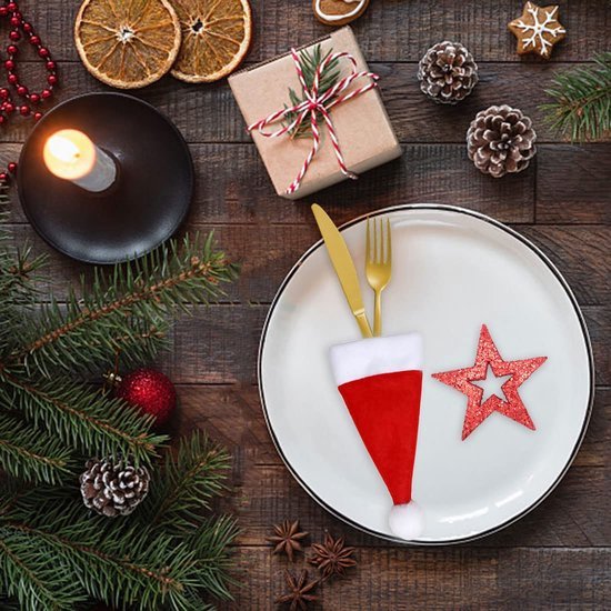 550x550-32061.jpg Unyqoos® Set van 10 feestelijke kersttafeldecoraties in de vorm van mini-kerstmutsen
