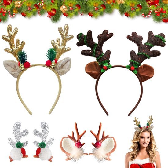 Unyqoos® Set van zes feestelijke kersthaaraccessoires voor kinderen en volwassenen
