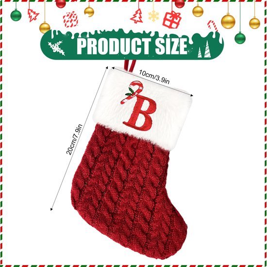 Unyqoos® Gepersonaliseerde kerstsok met letters voor unieke feestdecoratie