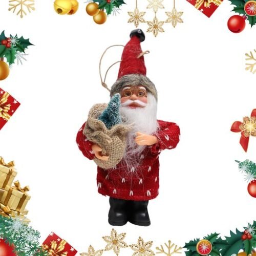 Unyqoos® Charmante staande kerstmanfiguur met rode pluche outfit voor feestelijke decoratie