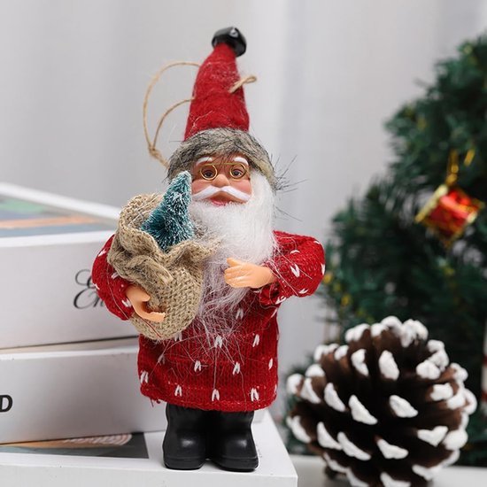 Unyqoos® Charmante staande kerstmanfiguur met rode pluche outfit voor feestelijke decoratie