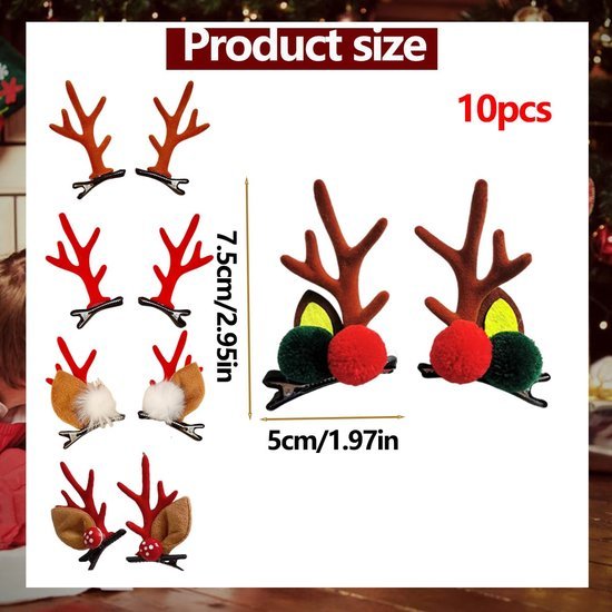 550x550-32143.jpg Unyqoos® Vijfdelige set feestelijke haarclips met rendiergewei voor kerstdecoratie