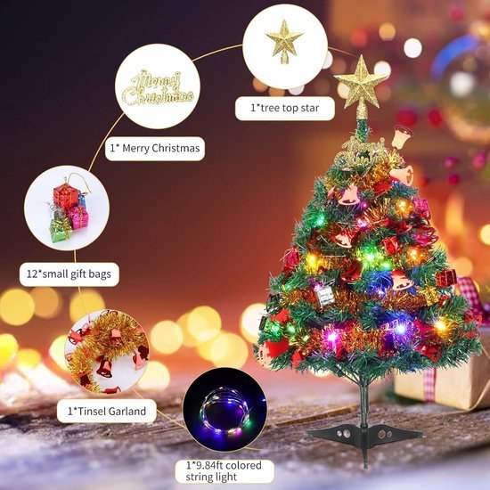 Unyqoos® Compacte kunstkerstboom met verlichting voor sfeervolle tafeldecoratie
