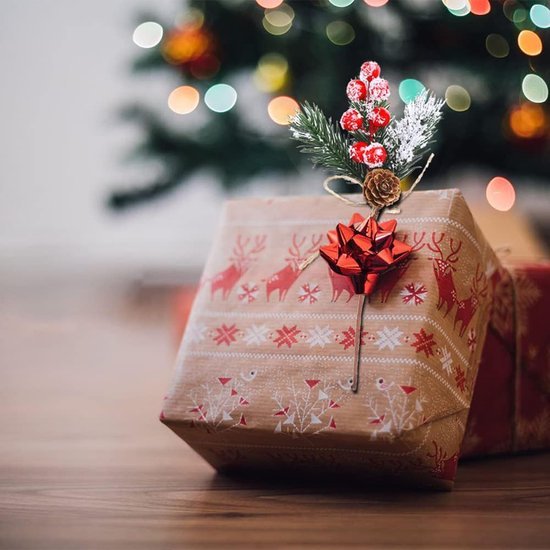 Unyqoos® Set van 10 kunstmatige rode bessen takken voor kerstdecoratie en DIY-projecten