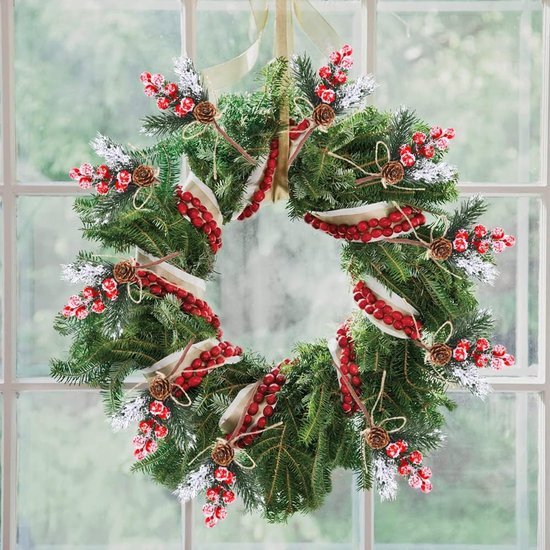 Unyqoos® Set van 10 kunstmatige rode bessen takken voor kerstdecoratie en DIY-projecten