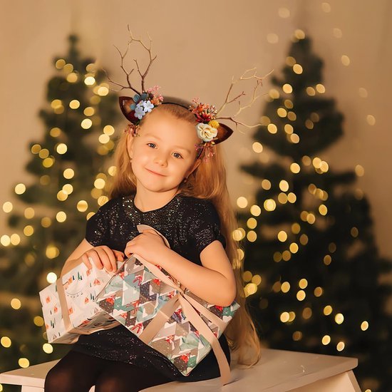 Unyqoos® Feestelijke Haarband met Rendiergewei en Oren voor Kerst en Carnaval