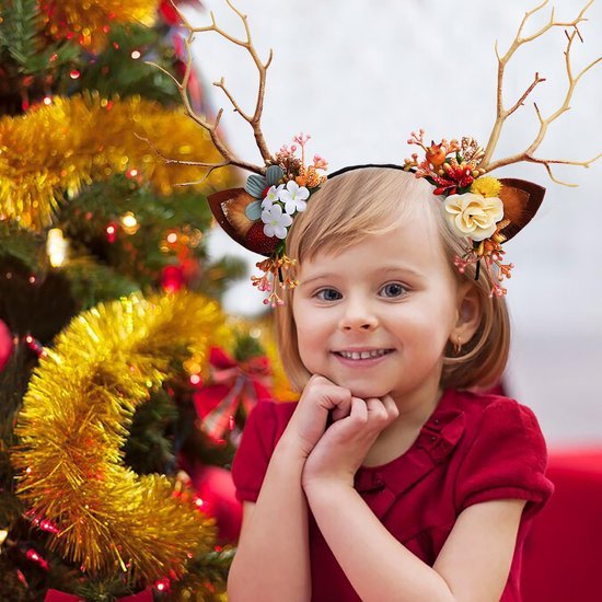 Unyqoos® Feestelijke Haarband met Rendiergewei en Oren voor Kerst en Carnaval