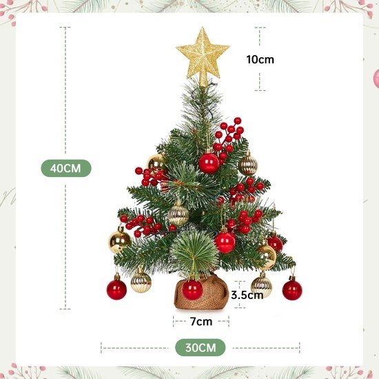 Unyqoos® Compacte Kunstkerstboom Met Verlichting en Decoraties Voor Binnen en Buiten