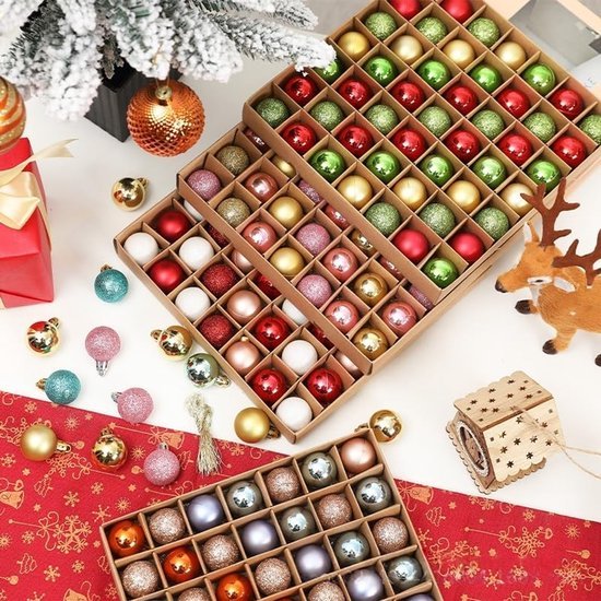 Unyqoos® Set van 49 glanzende kerstballen voor veelzijdige feestdecoratie