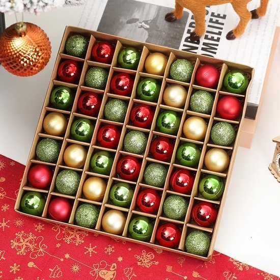 Unyqoos® Set van 49 glanzende kerstballen voor veelzijdige feestdecoratie
