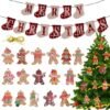 Unyqoos® Feestelijke kerstdecoratieset met peperkoekmanornamenten en vrolijke banner