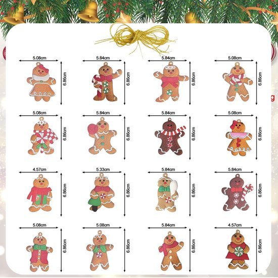 Unyqoos® Feestelijke kerstdecoratieset met peperkoekmanornamenten en vrolijke banner