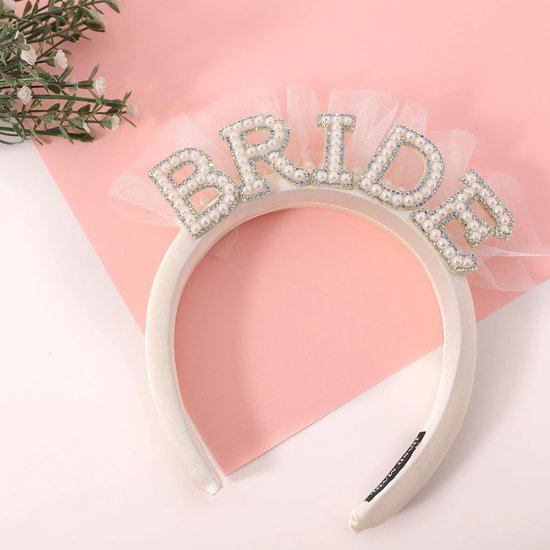 Unyqoos® Bruidshoofdband met Parelversiering voor Bruiloft en Vrijgezellenfeest Elegantie