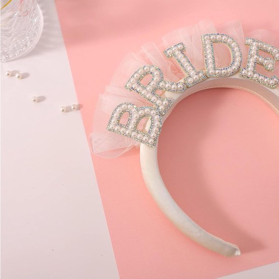 Unyqoos® Bruidshoofdband met Parelversiering voor Bruiloft en Vrijgezellenfeest Elegantie