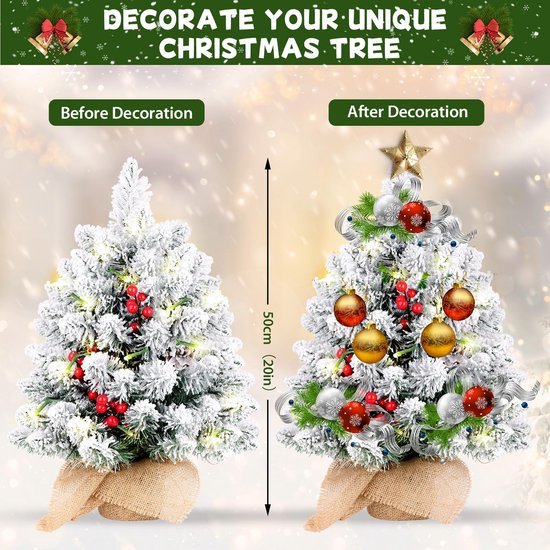 Unyqoos® Compacte kunstkerstboom met sneeuw en verlichting voor sfeervolle decoratie