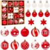 550x550-32225.jpg Unyqoos® Set van 42 Rood-Witte Kunststof Kerstballen met Ophanghaakjes voor Feestelijke Decoratie