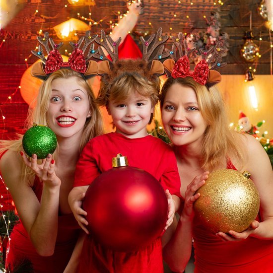 Unyqoos® Feestelijke rendier haarbanden met glitters en gewei voor kerst en carnaval