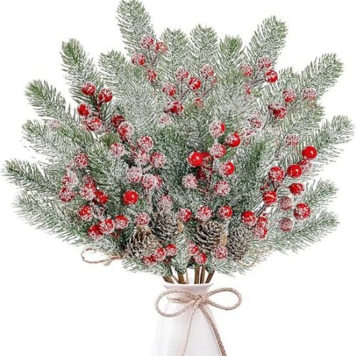 550x550-32235.jpg Unyqoos® Set van 6 Kerstdecoratieve Takken met Bessen en Dennenappels voor Bloemstukken