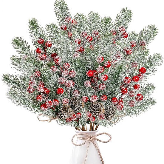 550x550-32235.jpg Unyqoos® Set van 6 Kerstdecoratieve Takken met Bessen en Dennenappels voor Bloemstukken