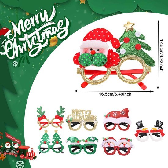 550x550-32242.jpg Unyqoos® Set van 12 feestelijke kerstbrillen met glitter voor kerstfeestjes