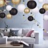 550x550-32264.jpg Unyqoos® Set van 15 decoratieve papieren lantaarns in zwart, goud en wit voor feesten