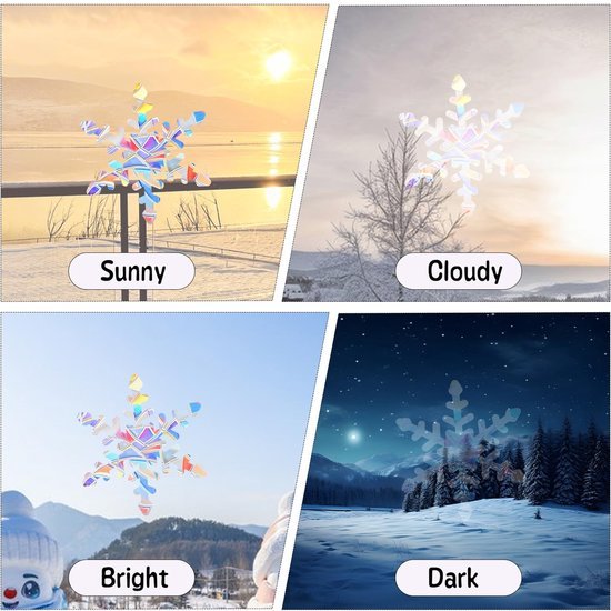 Unyqoos® Set van 65 statisch hechtende sneeuwvlok raamstickers voor winterdecoratie