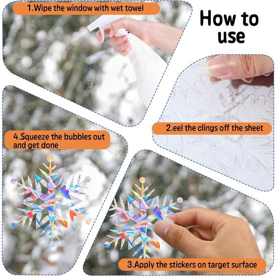 Unyqoos® Set van 65 statisch hechtende sneeuwvlok raamstickers voor winterdecoratie