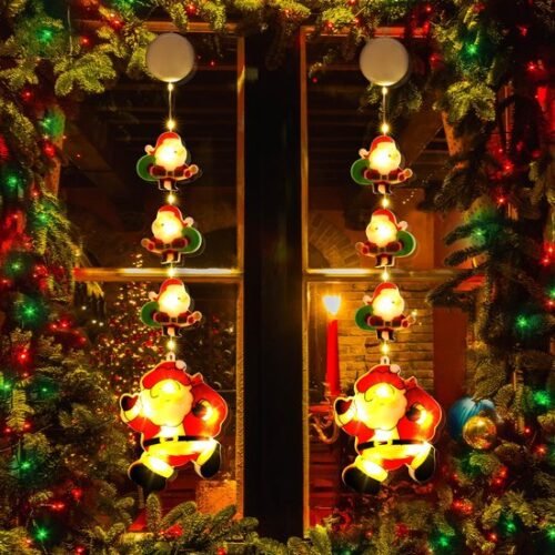 Unyqoos® Feestelijke LED Kerstraamverlichting met Batterij en Zuignap voor Binnen en Buiten