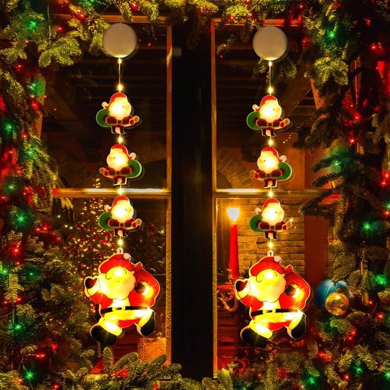 Unyqoos® Feestelijke LED Kerstraamverlichting met Batterij en Zuignap voor Binnen en Buiten