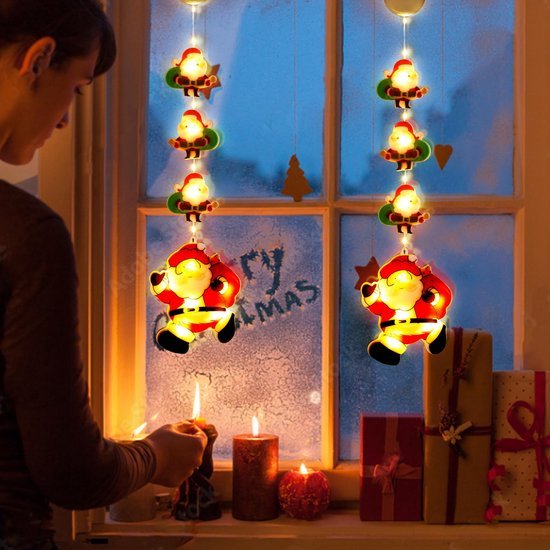 Unyqoos® Feestelijke LED Kerstraamverlichting met Batterij en Zuignap voor Binnen en Buiten