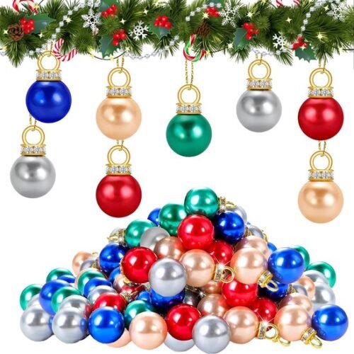 Unyqoos® Kleurrijke mini kerstballen set met gouddraad voor veelzijdige decoraties