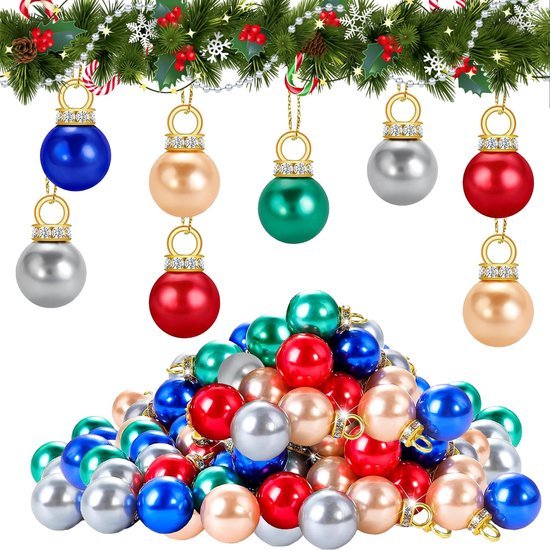 Unyqoos® Kleurrijke mini kerstballen set met gouddraad voor veelzijdige decoraties