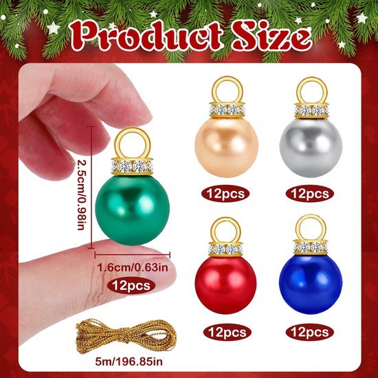 Unyqoos® Kleurrijke mini kerstballen set met gouddraad voor veelzijdige decoraties