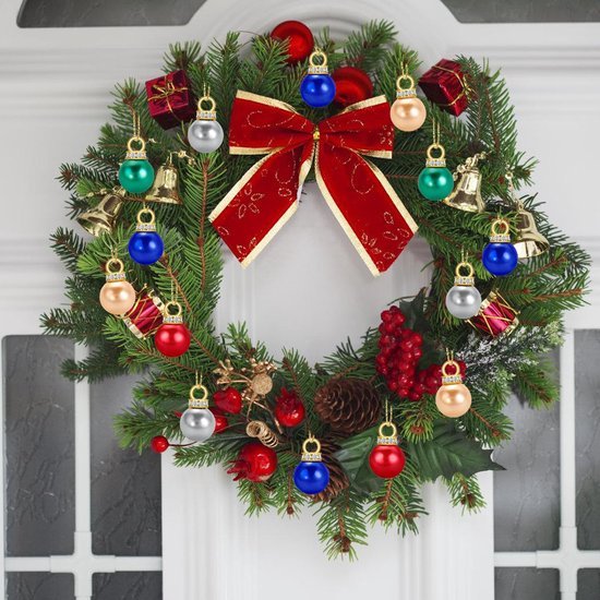 Unyqoos® Kleurrijke mini kerstballen set met gouddraad voor veelzijdige decoraties