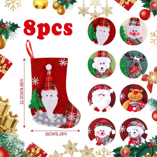 550x550-32312.jpg Unyqoos® Set van 8 feestelijke kerstsokken voor decoratie en cadeauverpakking