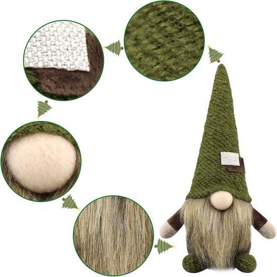 Unyqoos® Gezellige handgemaakte kerstgnome voor sfeervolle feestdecoratie