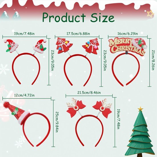 550x550-32348.jpg Unyqoos® Set van 5 feestelijke kersthaarbanden met diverse ontwerpen voor alle leeftijden