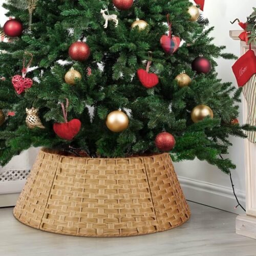Unyqoos® Stijlvolle kunstrotan rok voor kerstboom met eenvoudig te monteren ontwerp