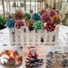 Unyqoos® Set van 32 natuurlijke mini-dennenappels met sneeuwlook voor decoratie