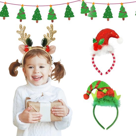 Unyqoos® Feestelijke Kerst Haarbanden Set met Rendier en Elf Ontwerpen voor Iedereen