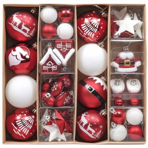 550x550-32392.jpg Unyqoos® Set van 50 onbreekbare kerstballen in rood en wit voor traditionele kerstdecoratie