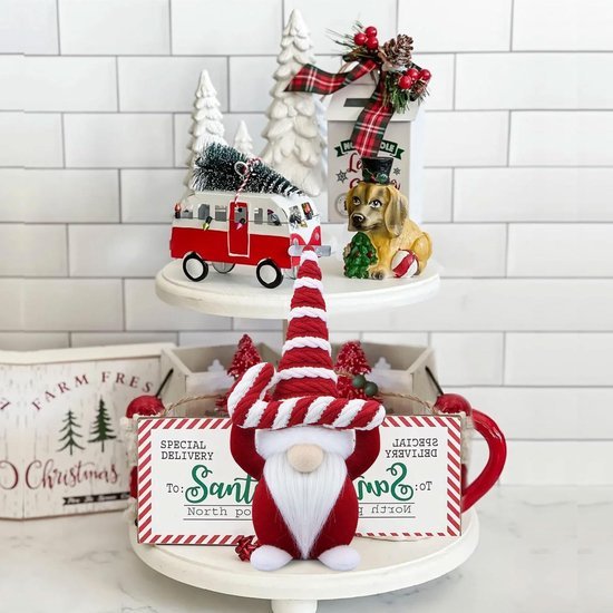 Unyqoos® Handgemaakte kerstdecoratie kabouters met zachte baarden en vlechten