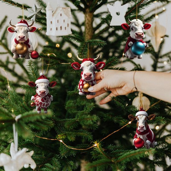 550x550-32418.jpg Unyqoos® Set van 7 decoratieve kerstkoeien voor feestelijke boomversiering