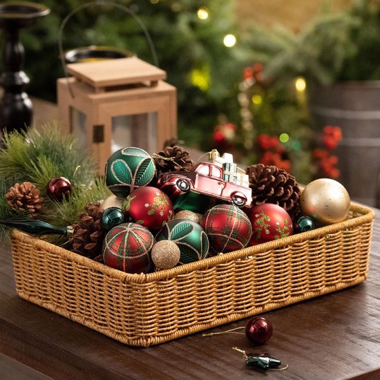 Unyqoos® 70-delige set onbreekbare kerstballen in rood en goud voor feestelijke decoratie