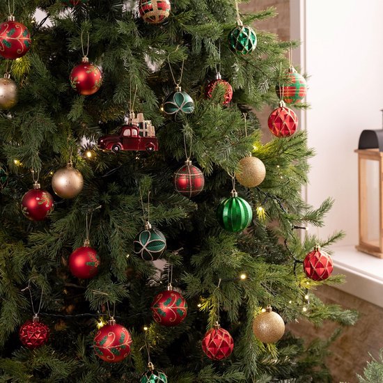 Unyqoos® 70-delige set onbreekbare kerstballen in rood en goud voor feestelijke decoratie