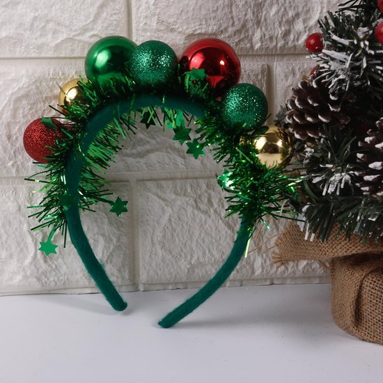 Unyqoos® Feestelijke haarband met kleurrijke ballen voor kerst en nieuwjaar