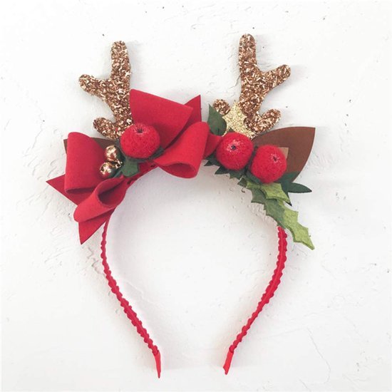 Unyqoos® Schattig rendier haarband met strik voor feestelijke kerstsfeer
