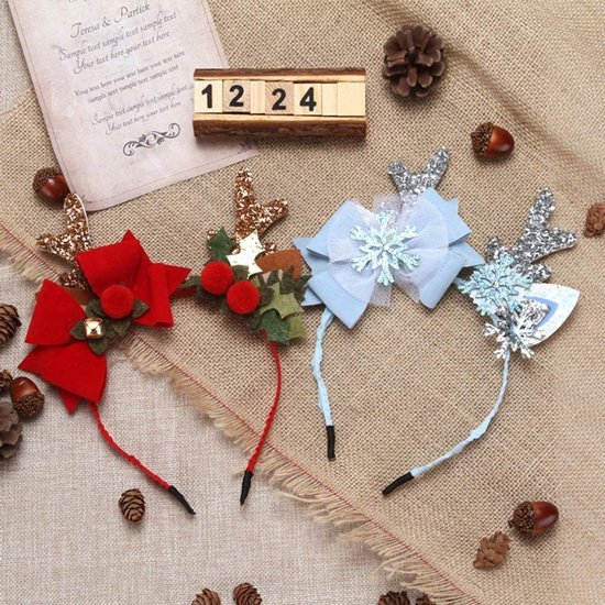 Unyqoos® Schattig rendier haarband met strik voor feestelijke kerstsfeer